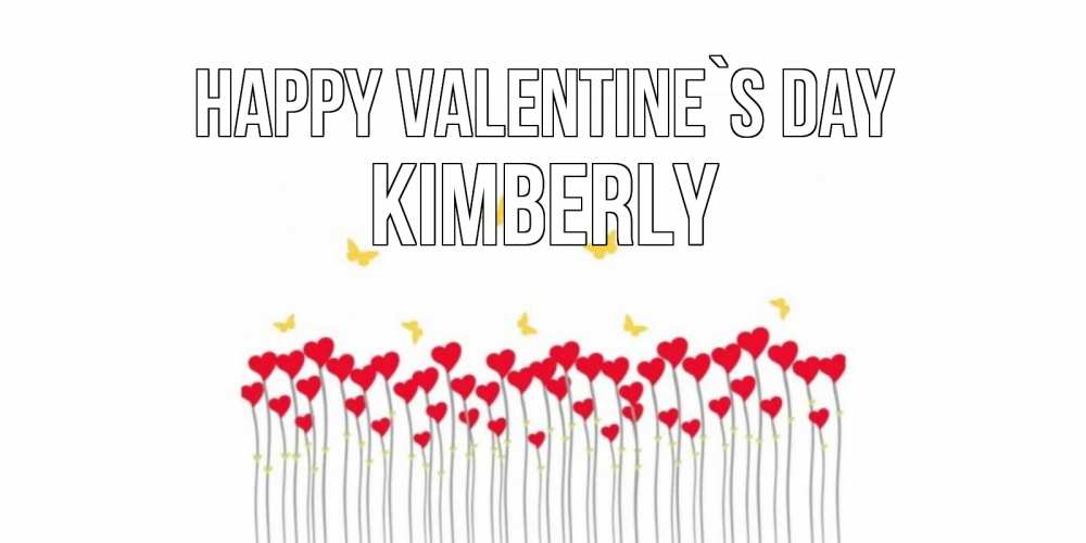 Greetings card с именем, Kimberly Happy Valentine`s Day шары много на палочках Greetings with text for free download 